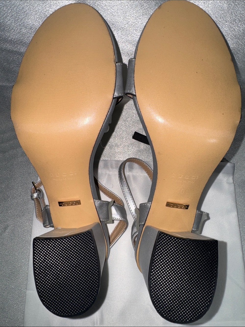 Gucci Silver Leather Slingback Heels with Gold Horsebit🔥New! Size: 40 eur! - Picture 9 of 13